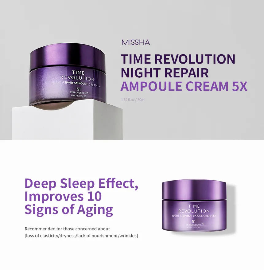 MISSHA - Time Revolution Night Repair Ampoule Cream 5X (x6) (Bulk Box) - Image 2
